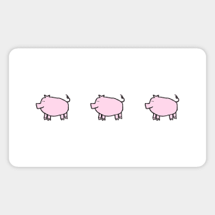 Three Cute Pink Pigs Left Magnet